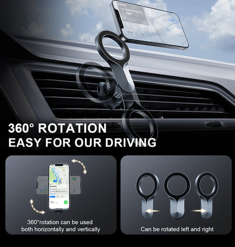 Beetle R6 MagSafe Car Phone Holder | 360° Rotating Magnetic Mount with Strong N52 Magnets & Vent/Dashboard Installation (2024 Model)