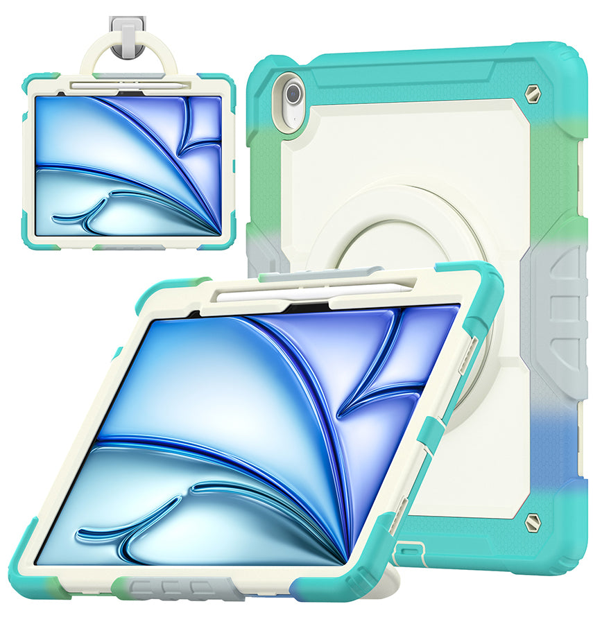 Appe iPad Air 13' (2024/25) Case – Rainbow Blue |360 Rotating Hand Strap Stand, Shockproof & Scratch - Resistant Protective Cover image 0