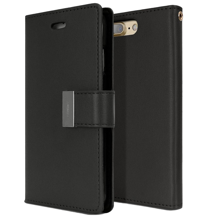 iPhone 16 Pro Max Wallet Case – Black | Goospery Mercury Rich Diary Premium Leather Flip Cover image 0