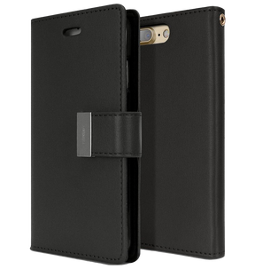 iPhone 16 Pro Max Wallet Case – Black | Goospery Mercury Rich Diary Premium Leather Flip Cover image 0