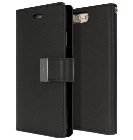 iPhone 16 Pro Max Wallet Case – Black | Goospery Mercury Rich Diary Premium Leather Flip Cover image 0
