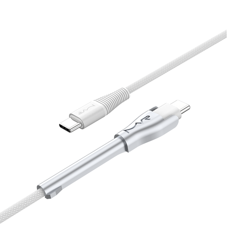 MVR 60W Nylon Braided Charging Cable - White | USB C 1.2m Multi Fast Charging Cable With Kickstand image 1