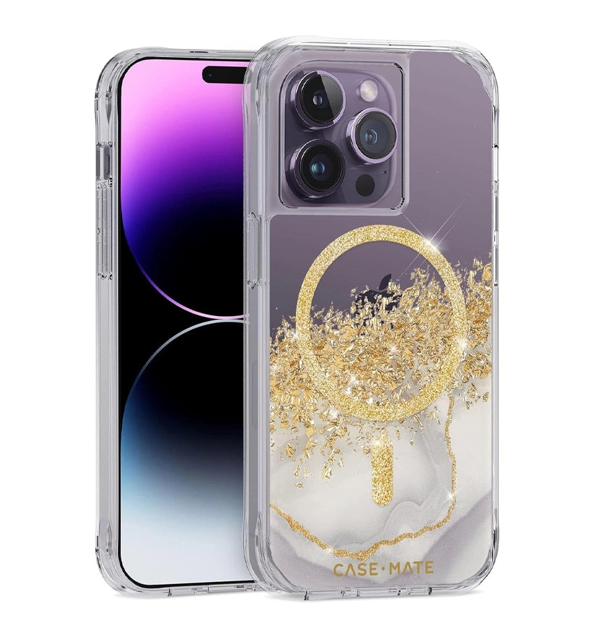 iPhone 14 Pro Case – White Marble | Case-Mate Karat Marble MagSafe Cover with Elegant Design & Impact Protection image 1