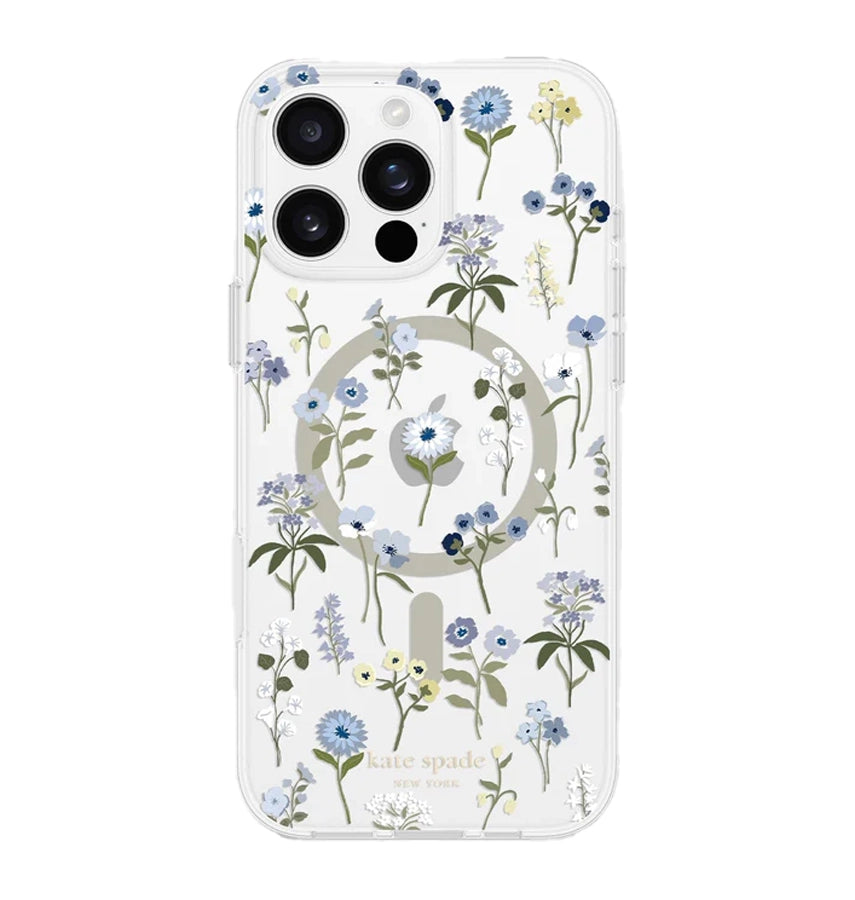 iPhone 16 Precious Bloom MagSafe Case – Clear Blue | Kate Spade  Protective Cover with Elegant, Slim & Durable Design image 0