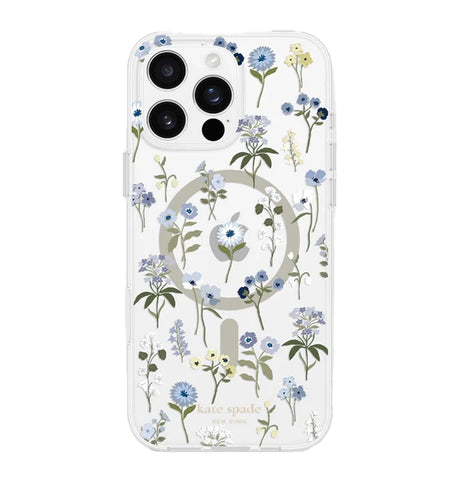 iPhone 16 Precious Bloom MagSafe Case – Clear Blue | Kate Spade  Protective Cover with Elegant, Slim & Durable Design image 0