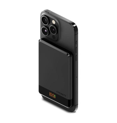 Cygnett MagSlim 5k Magnetic Wireless Power Bank - Black (CY5092PBCHE), MagSafe Compatible,Slim and Sleek, Modern Display, 2 Years Warranty image 0