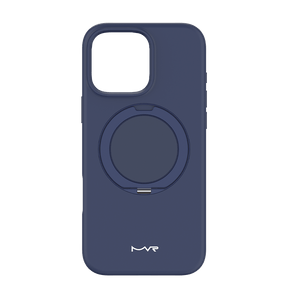 iPhone 16 Pro Case - Navy | MVR Liquid Silicone Stand Cover, Soft - Touch, Adjustable Kickstand image 0