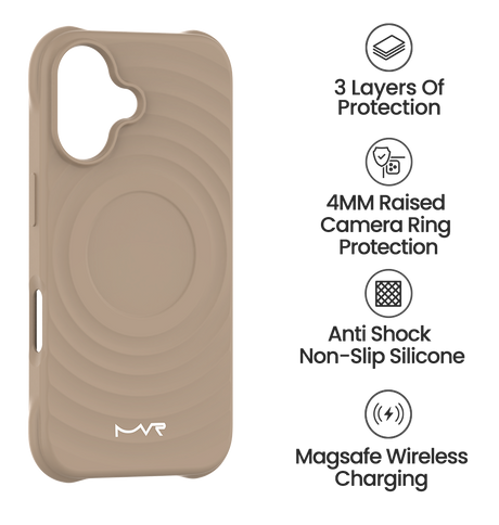 iPhone 16 Plus MVR Wave Silicone Case - Tortilla | Shockproof & Slim Fit Back Cover image 4