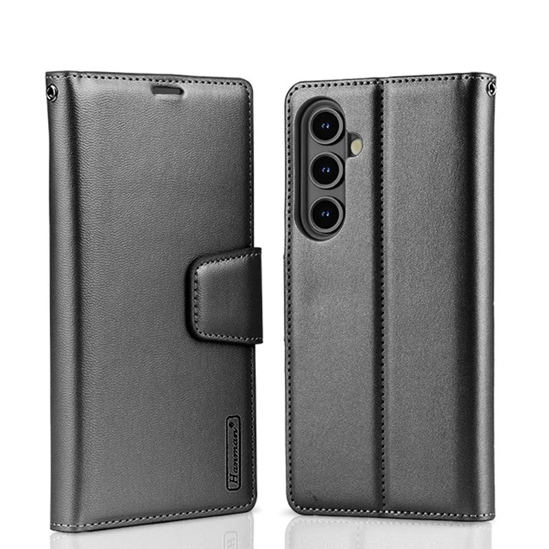 Samsung S25 Plus Wallet Case - Black | Hanman Magnetic Detachable Leather Case