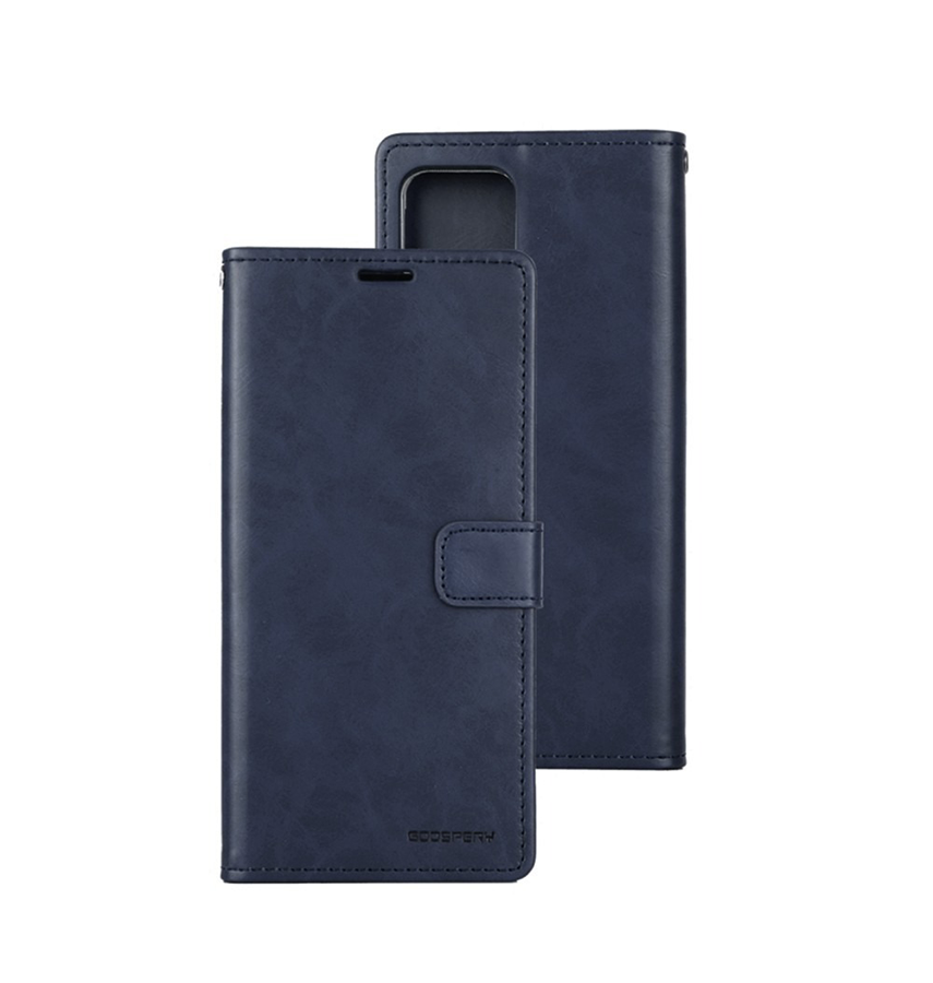 iPhone 15 Pro Max Wallet Case – Navy Blue | Goospery Mercury Bluemoon PU Leather Flip Cover with Card Slots & Stand Function image 0