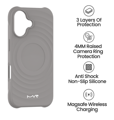 iPhone 16 Plus MVR Wave Silicone Case - Grey | Shockproof & Slim Fit Back Cover image 4