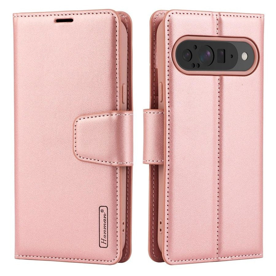 Google Pixel 10/10 Pro Diary Case - Rose Gold | Hanman Flip Cover with Clasp, Card Slots & Full Protection