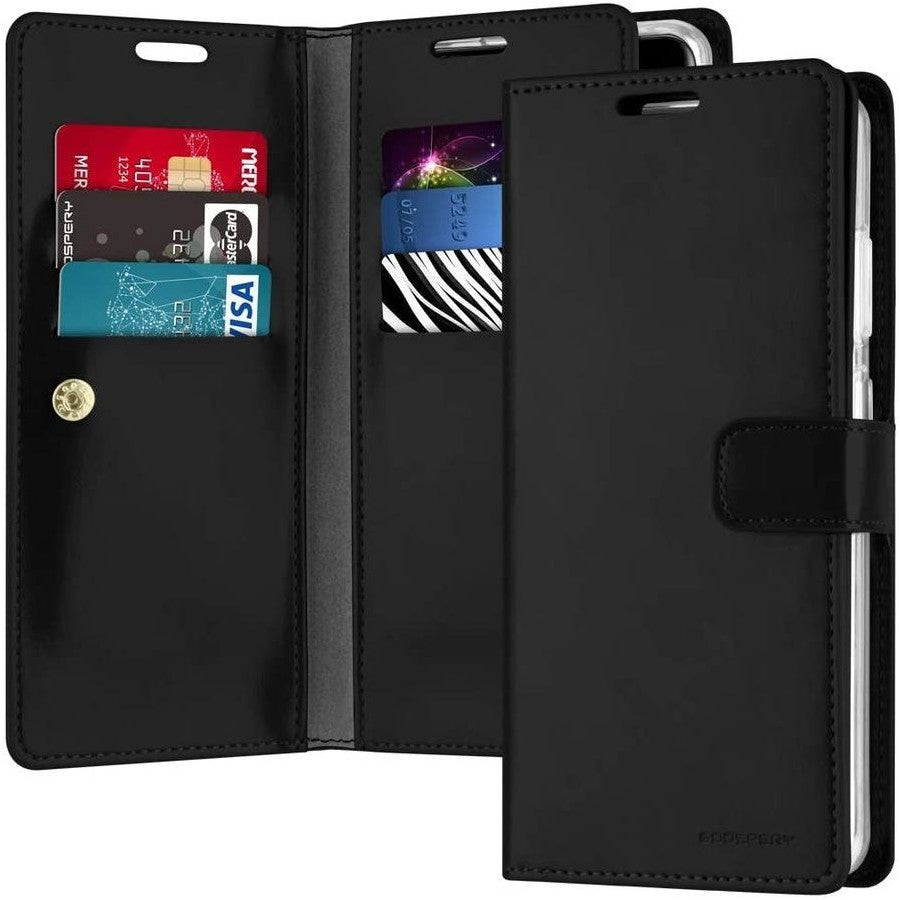 Samsung S20 Ultra Diary Case - Black | Mercury Bluemoon Flip Cover with Card Slots & Full Protection