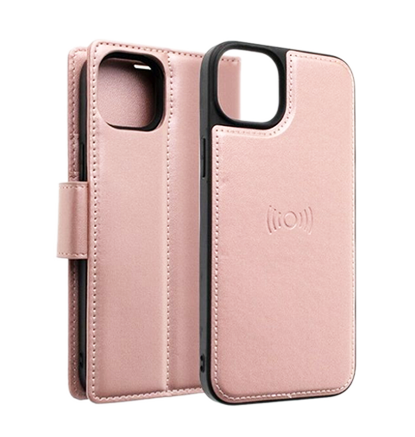 iPhone 15 Wallet Case - Rose Gold | Hanman Leather Magnetic Detachable Flip Cover image 0