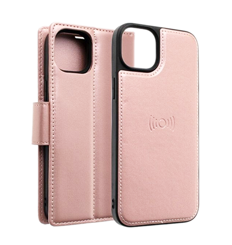 iPhone 15 Wallet Case - Rose Gold | Hanman Leather Magnetic Detachable Flip Cover image 0