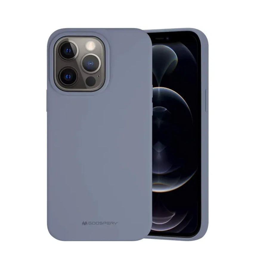 iPhone 14 Pro Silicone Case – Lavender & Grey | Goospery Mercury Dual-Tone Soft-Touch Matte Finish with Shock-Absorbent Protection image 0