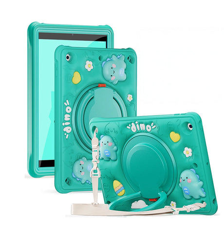 iPad 10.2 Survivor Generic Case with Shoulder Strap – Bubble Dino | Protective Cover with Slim, Durable & Stylish Design