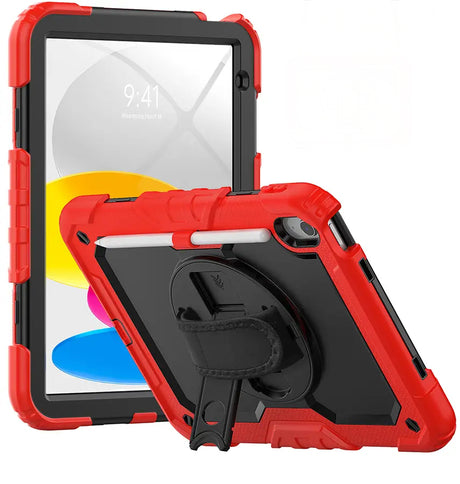 Apple iPad Pro 13" (2024) Case - Rainbow Red | Survivor Generic 360 Rotating Hand Strap Stand, Protective Cover image 0