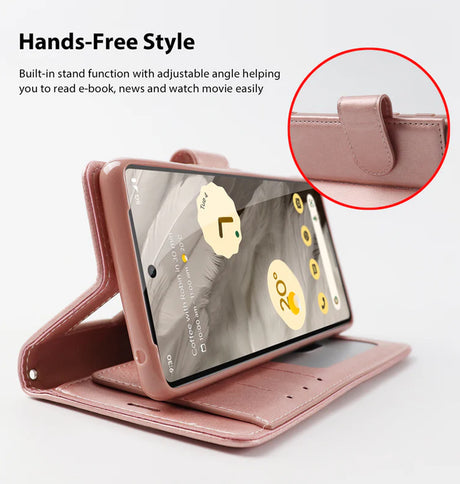 Google Pixel 8a Wallet Case - Rose Gold | Hanman Diary Flip Cover with Card Slots image 2