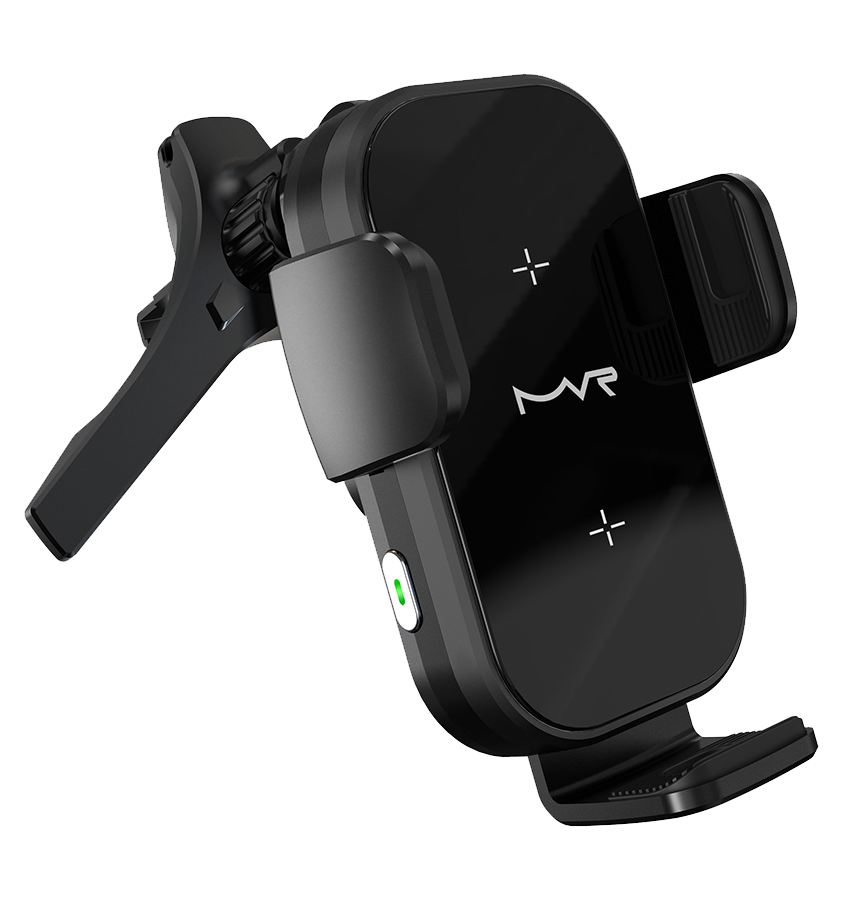 MVR T7 Car Phone Holder - Black | 15W Fast Wireless Charging, Dual – Coil Alignment, One – Hand Operation & Air Vent Clip image 2