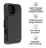 iPhone 16 Pro Max MVR Luxe Guard MagSafe Wallet Case - Black | Detachable Flip Cover, Card Holder image 4