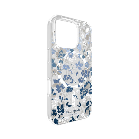 iPhone 16 Pro Flowerbed Blue MagSafe Case –  Clear/Blue | Kate Spade Series Stylish, Durable, Slim-Fit Protection image 1