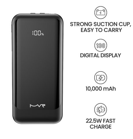 MVR Rapid 10S Power Bank - 10000mAh | 20W USB - C Fast Charging, Slim & Portable (Black) image 7