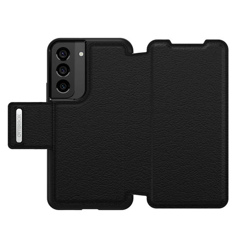 Samsung S22 5G Case – Shadow Black | OtterBox Strada Series Genuine Leather Folio Stylish & Protective Cover image 0