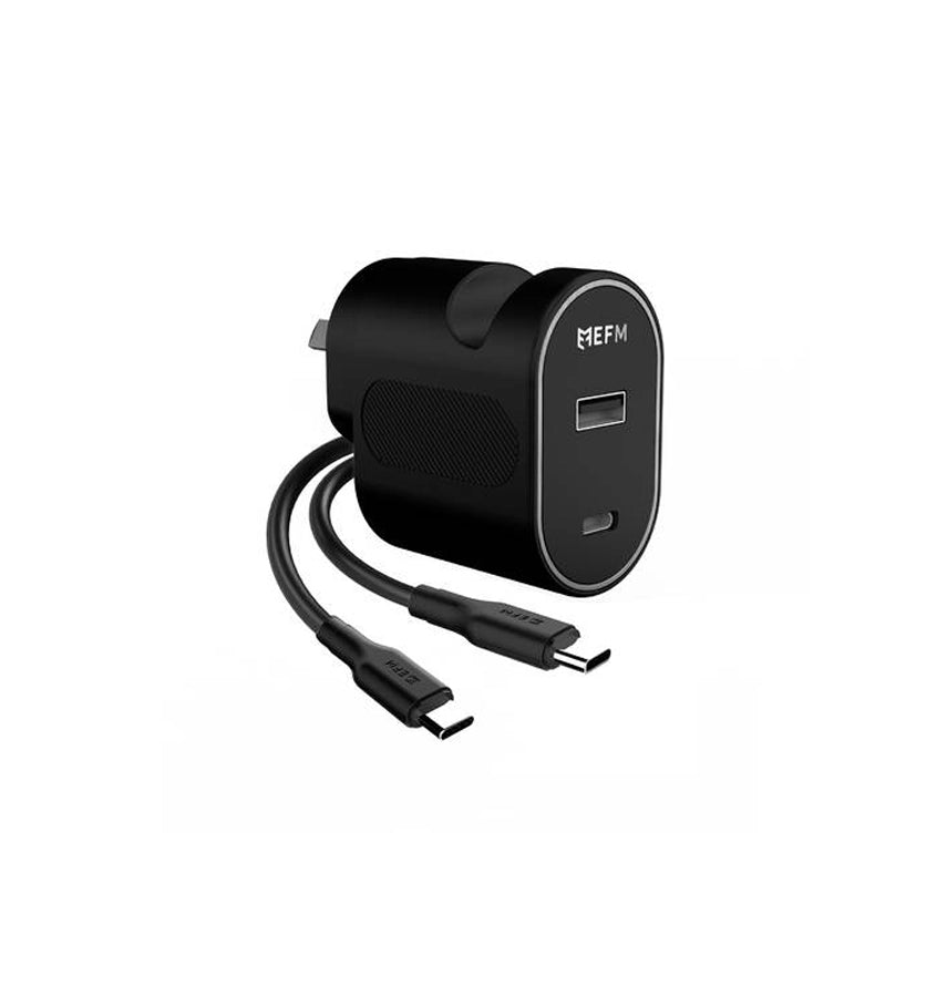 30W Dual Port Wall Charger – Black | EFM Fast Charge Series with Type-C to Type-C 1M Cable image 0