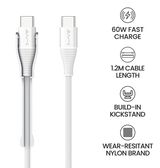 MVR 60W Nylon Braided Charging Cable - White | USB C 1.2m Multi Fast Charging Cable With Kickstand image 7