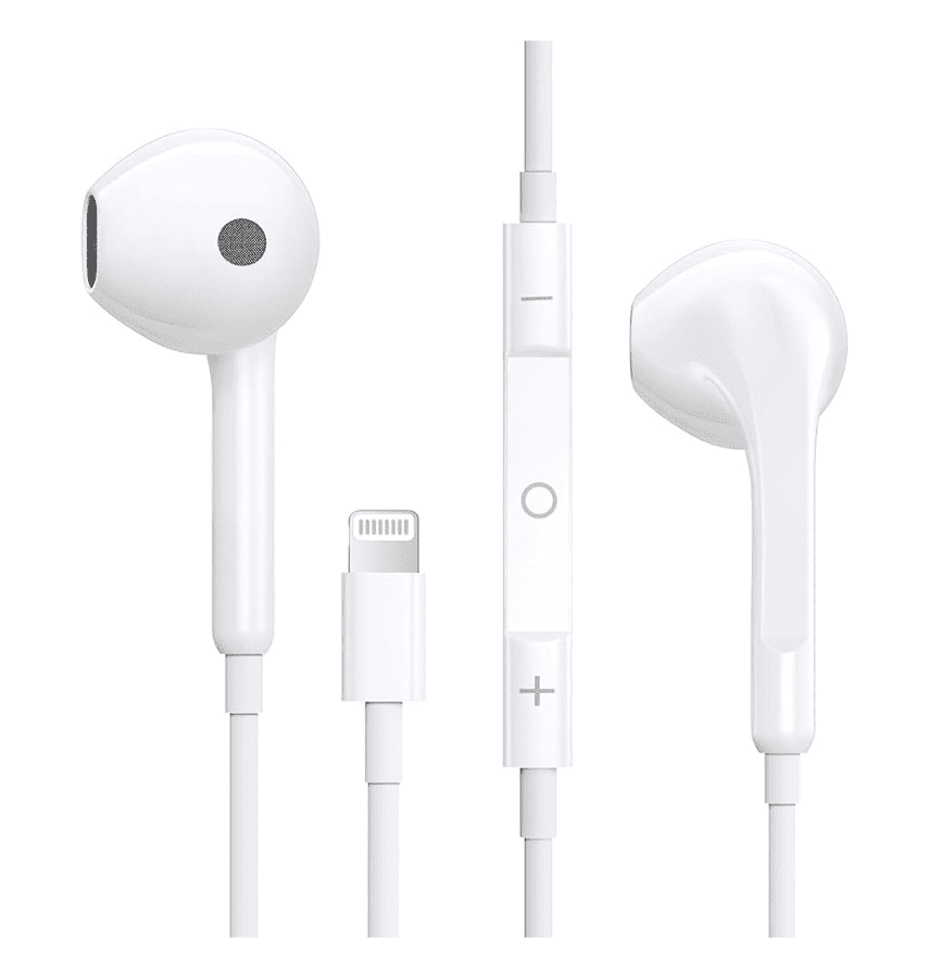 Powerflo Plus iPhone Lightning MFI Earpods - Wired Earphones with Mic image 0