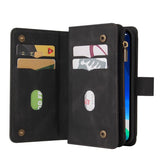 iPhone 15 Pro Max Zipper Wallet Case - Black | Genuine Leather with Secure Coin Pocket & 6 Card Slots