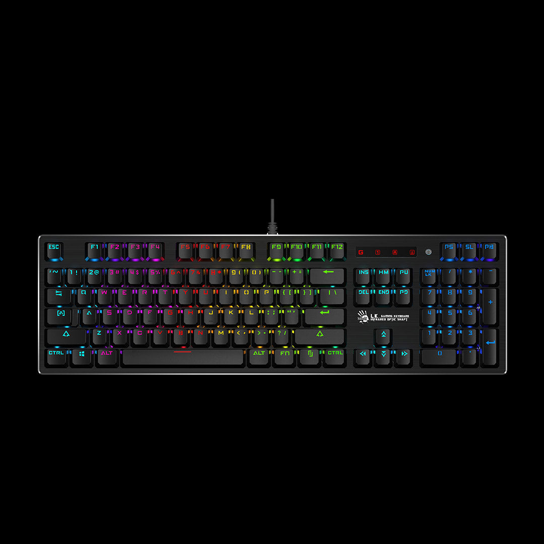 Bloody B820R Keyboard – Black | RGB Backlit, Light Strike Mechanical Switches, Durable Gaming Performance