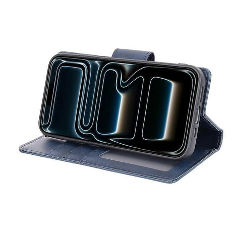 iPhone 16 Pro Wallet Case - Navy | Hanman Leather Magnetic Detachable Flip Cover