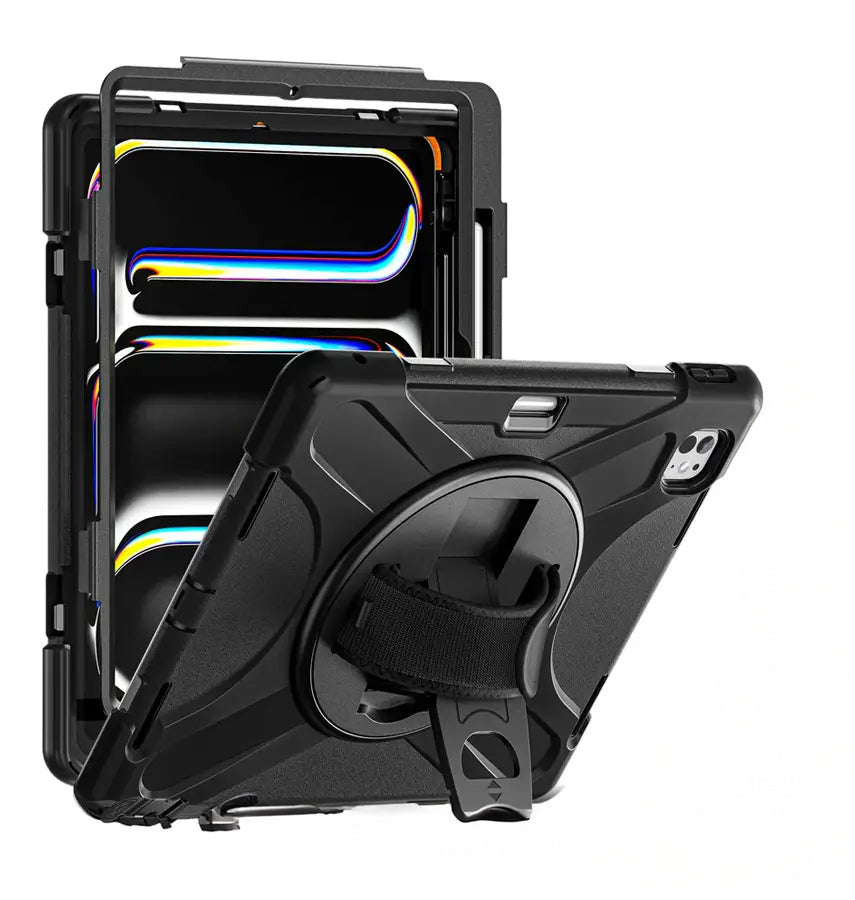 Apple iPad Pro 11" (2024) Case - Black | Survivor Generic 360 Rotating Hand Strap Stand, Shockproof & Scratch - Resistant Protective Cover image 0
