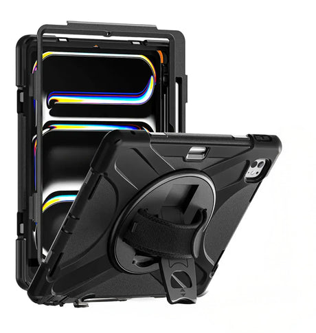 Apple iPad Pro 11" (2024) Case - Black | Survivor Generic 360 Rotating Hand Strap Stand, Shockproof & Scratch - Resistant Protective Cover image 0