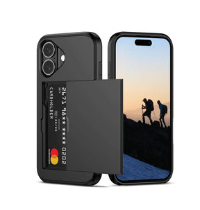 iPhone 16 Card Slide Case - Black | Slim Wallet Cover with Hidden Card Slot & Shock Protection image 0