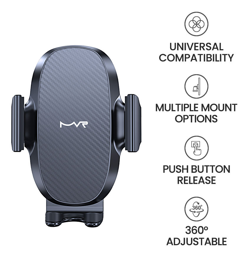 MVR T10 Universal Car Phone Mount - Black | Side Press Mount with Strong Grip image 6