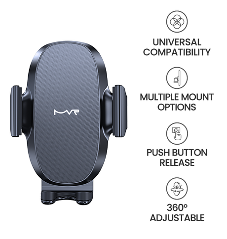 MVR T10 Universal Car Phone Mount - Black | Side Press Mount with Strong Grip image 6