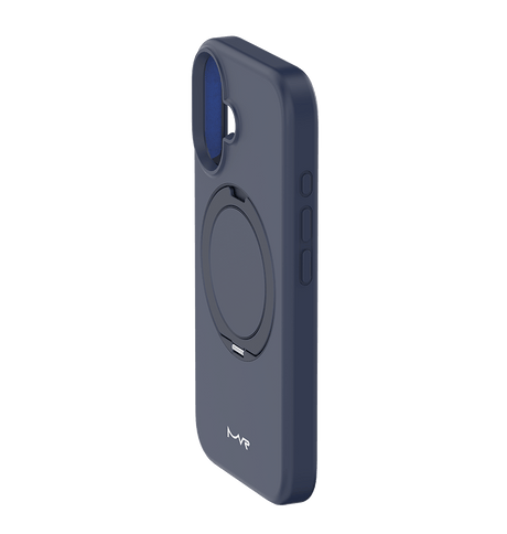 iPhone 16 MVR Liquid Silicone Stand Case - Navy Blue | Soft - Touch, Adjustable Kickstand image 1