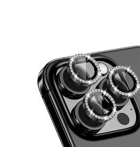 iPhone 17 Pro Max/17 Pro/16 Pro Max/16 Pro Glam Camera Lens 
– Black | MVR Bezel Frame, Diamond-Cut, 9H Sapphire image 0