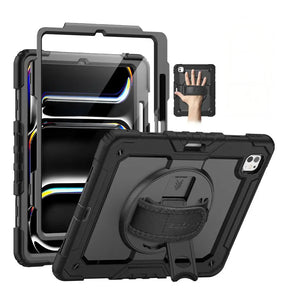 Apple iPad Pro 13" (2024) Case - Black | Survivor Generic 360 Rotating Hand Strap Stand, Protective Cover image 0