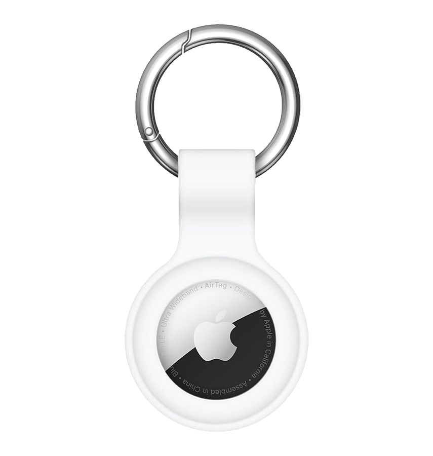 AirTag Silicone Keyring – White | Anti-Lost Protective Cover, Soft TPU, Secure Holder for Apple AirTag image 0