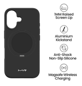 iPhone 16 MVR Liquid Silicone Stand Case - Black | Soft - Touch, Adjustable Kickstand image 4