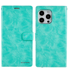 iPhone 14 Pro Max Wallet Case – Mint | Goospery Mercury Bluemoon Diary Flip Cover with Vegan Leather image 0