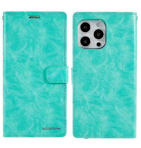 iPhone 14 Pro Max Wallet Case – Mint | Goospery Mercury Bluemoon Diary Flip Cover with Vegan Leather image 0
