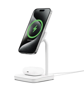 Cygnett ChargeBase - White | Qi2 2-in-1 Magnetic 15W Wireless Charger, (CY5068BUNCP),1.2M USB-C Cable,25W Wall Charger,80° Swivel Head,2 Years Warranty image 0