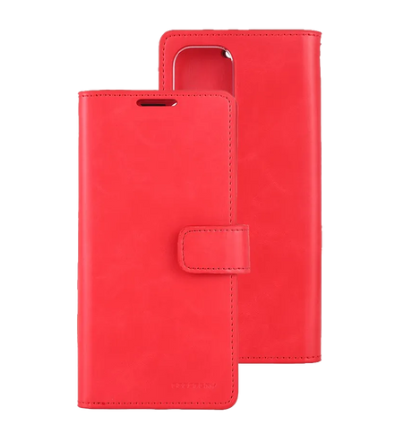 iPhone 15 Wallet Case – Red | Goospery Mercury Bluemoon Genuine Leather Flip Cover image 0