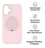iPhone 16 MVR Liquid Silicone Stand Case - Pink Sand | Soft - Touch, Adjustable Kickstand image 4