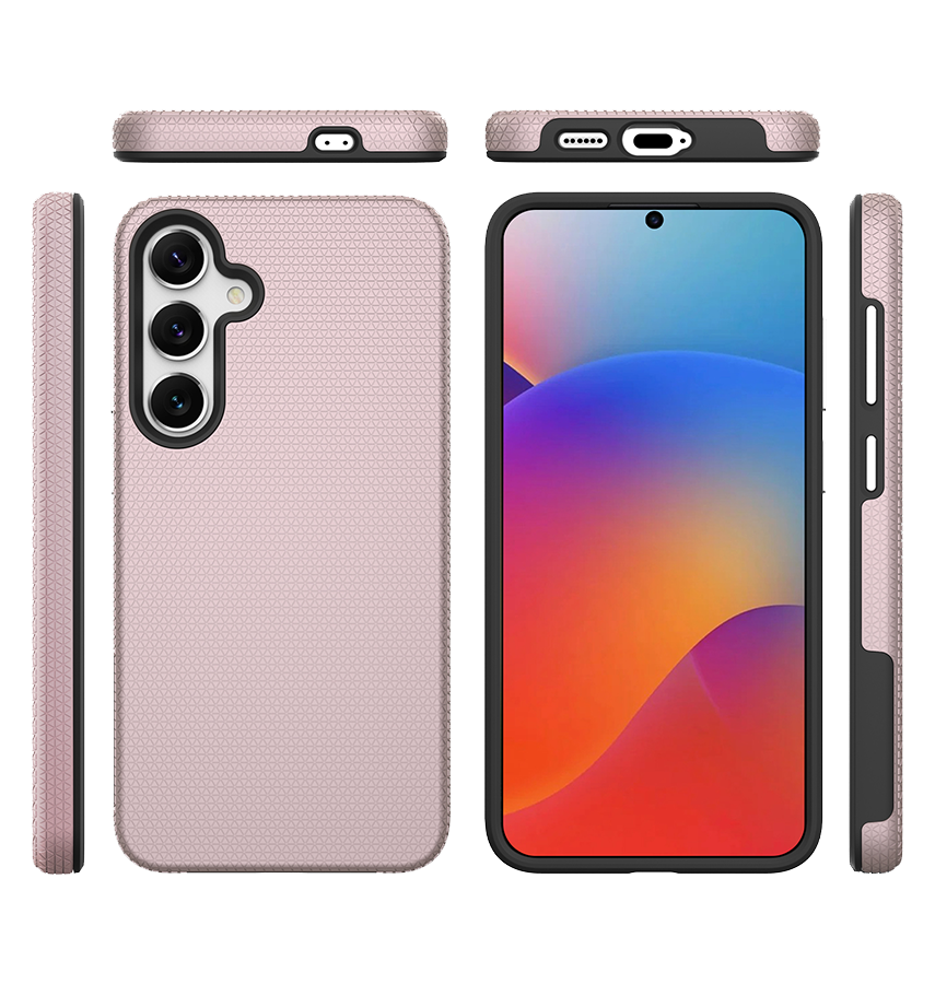 Samsung Galaxy S25 MagSafe Case - Rose Gold | Triangle Texture Rugged Shockproof Cover